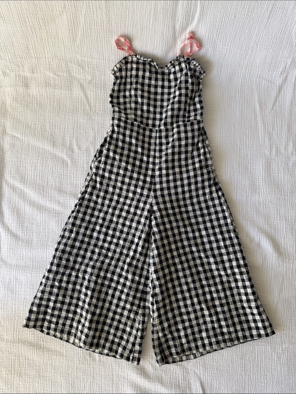 Nordstrom Kids Black & White Gingham One-Piece with Pink Straps